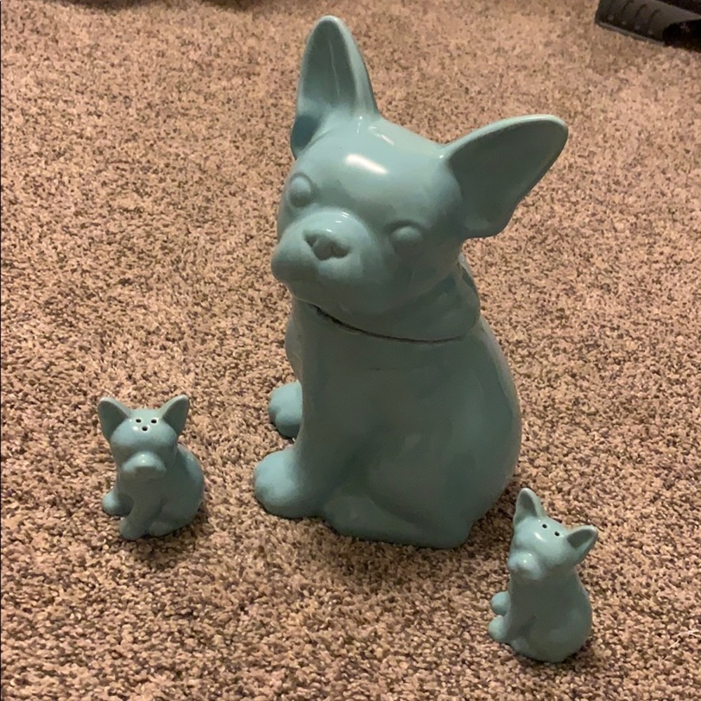 French bulldog Cookie Jar, matching salt & pepper.